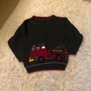 Boys fire truck sweater